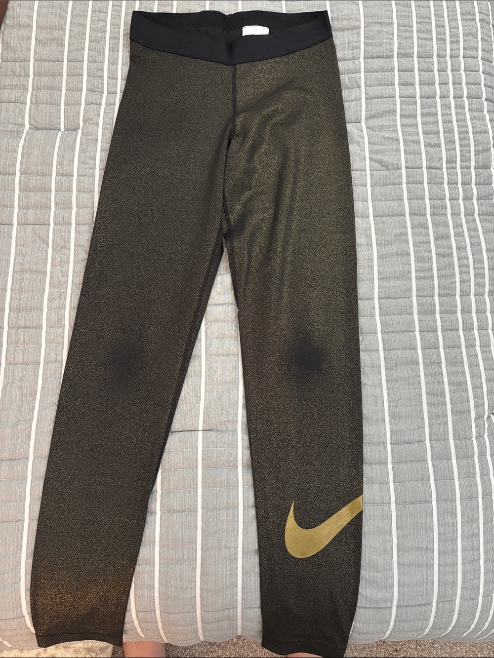 Nike Black Leggings with Gold Swoosh